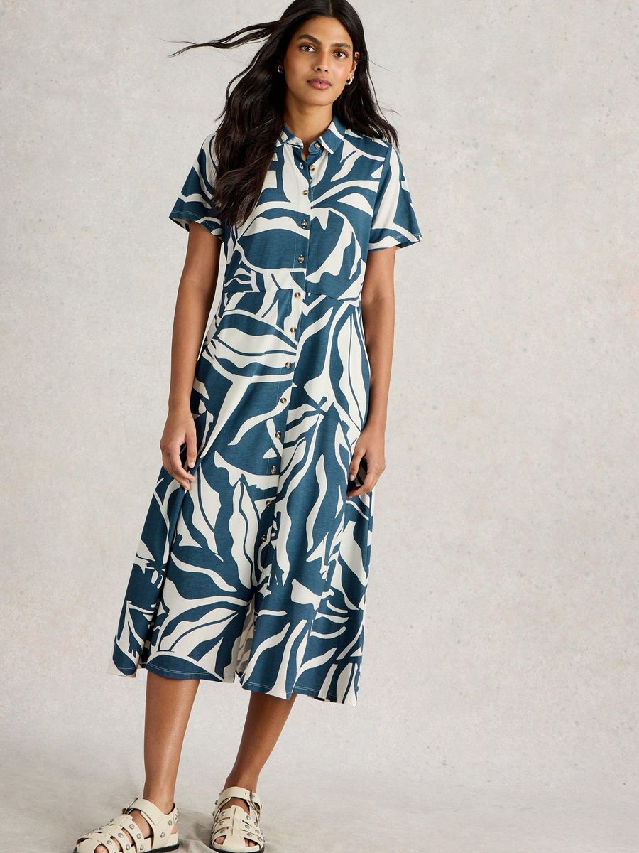 Jersey Hemdkleid mit abstraktem Muster