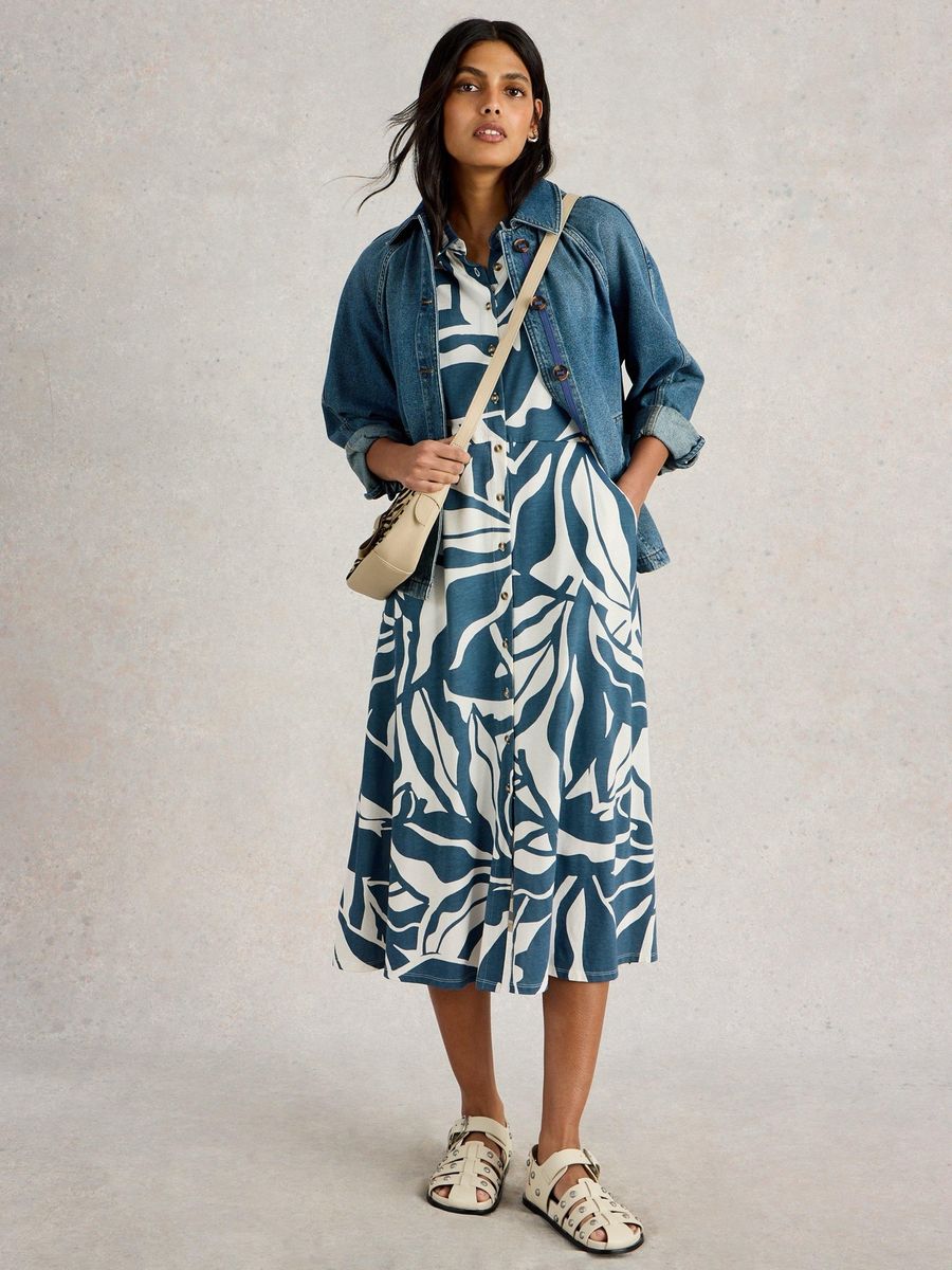 Jersey Hemdkleid mit abstraktem Muster