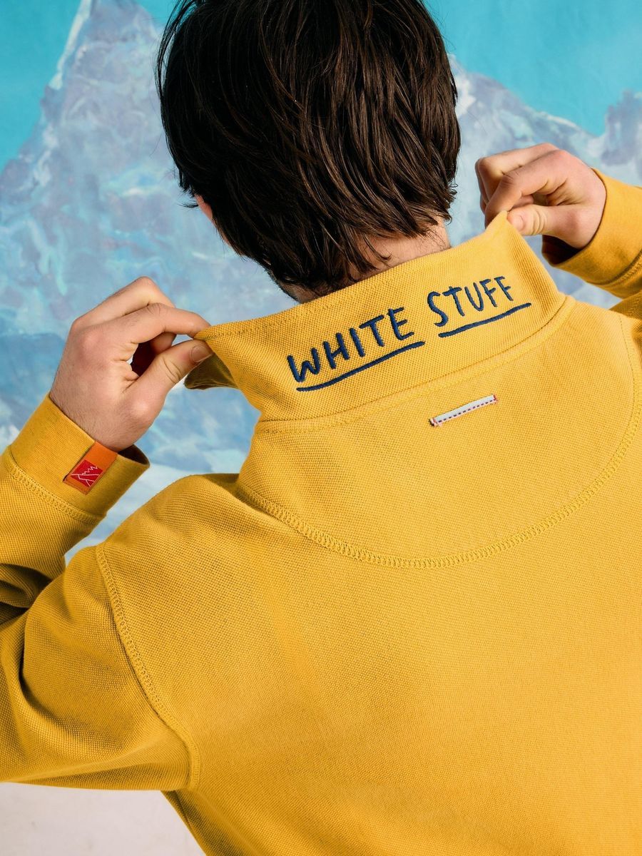Unisex Piqué Sweatshirt mit halbem Reißverschluss