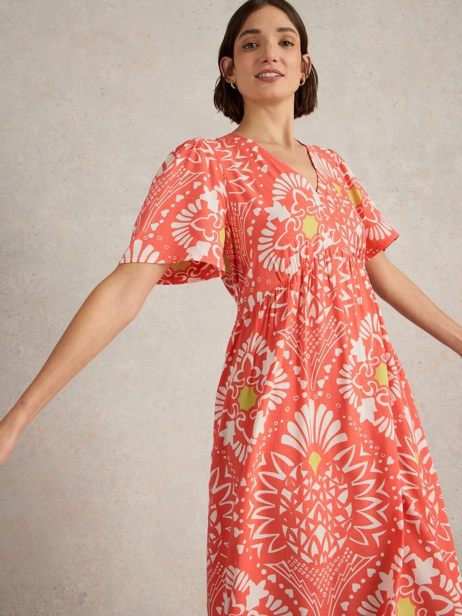 Midikleid mit Blumenmuster und Empire-Taille