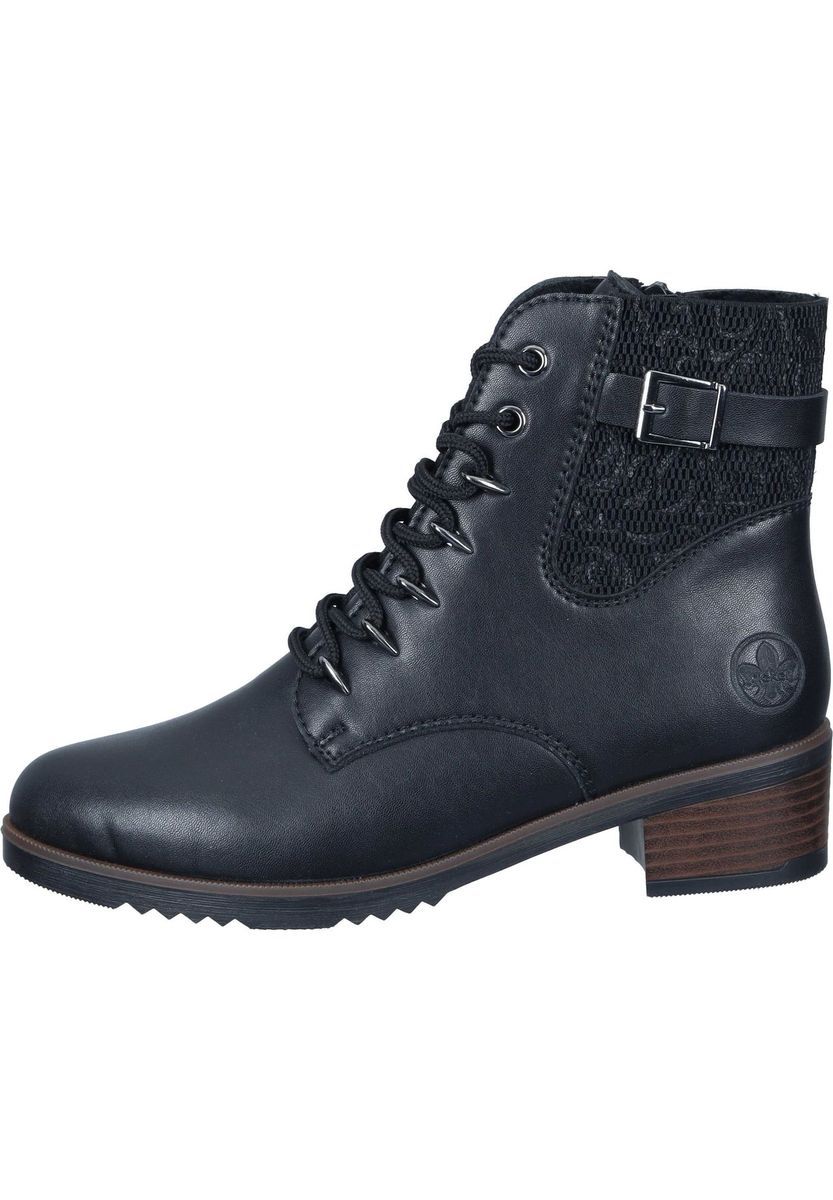 Schwarze Schnürstiefelette mit Schnalle