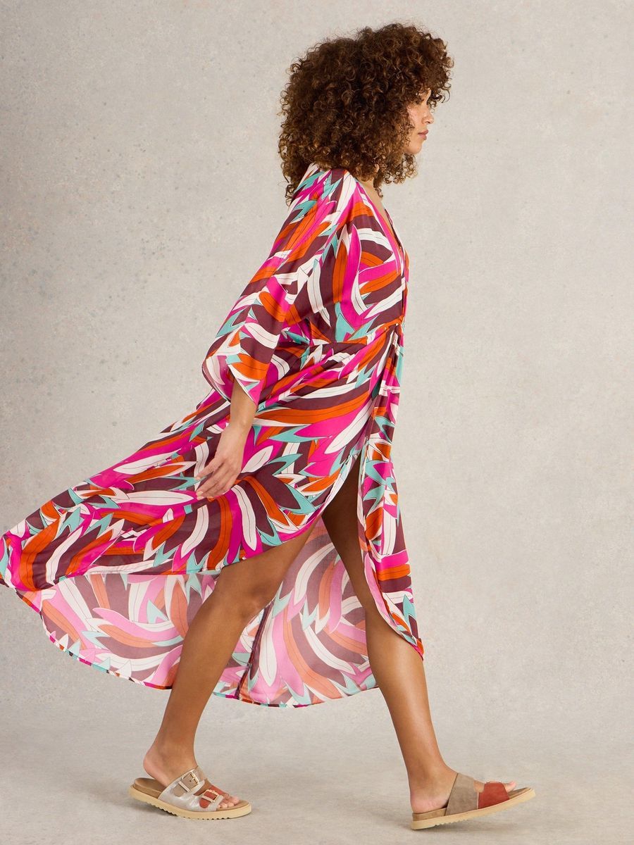 Kimono mit abstraktem Print und weiten Ärmeln
