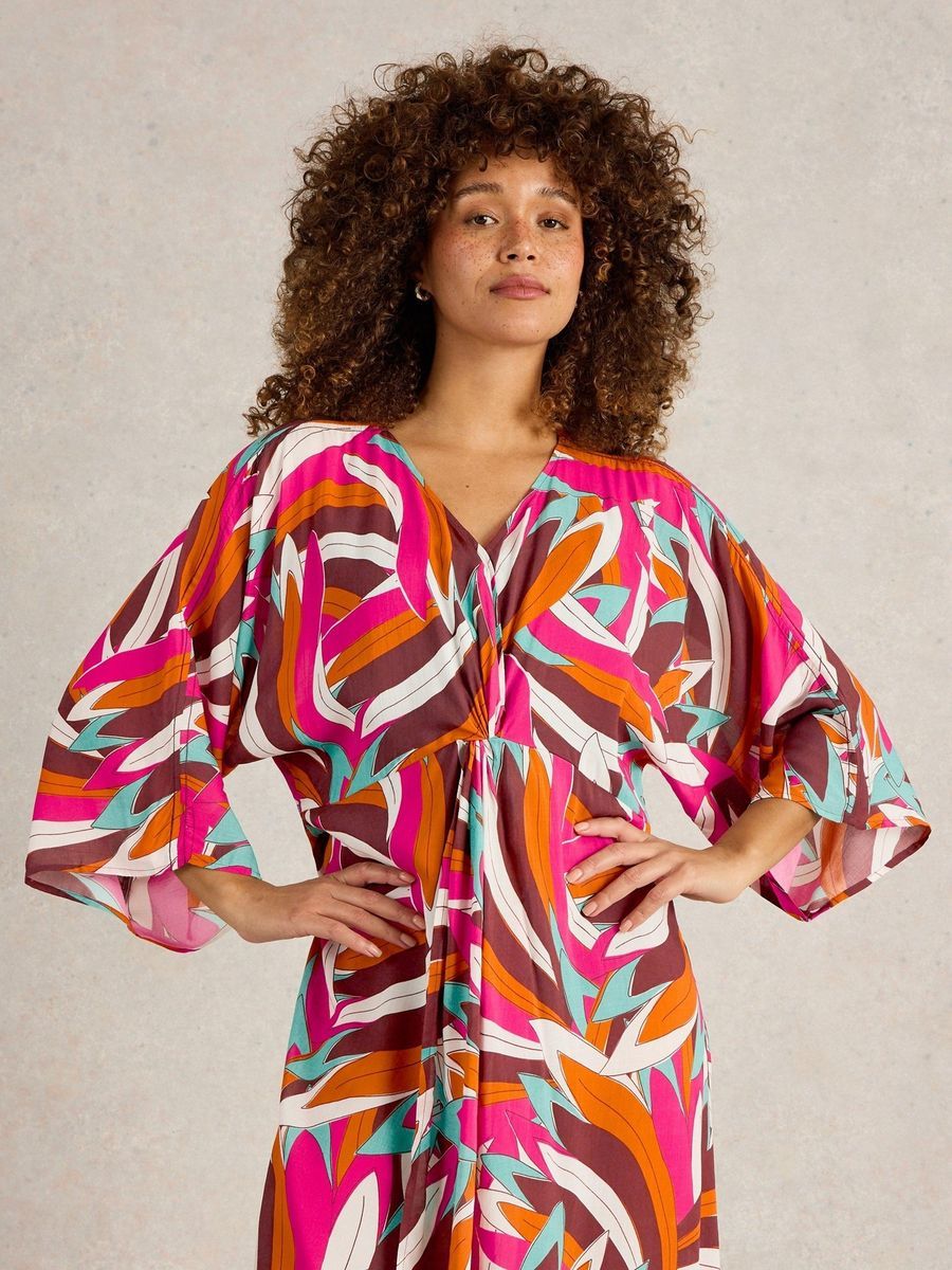 Kimono mit abstraktem Print und weiten Ärmeln