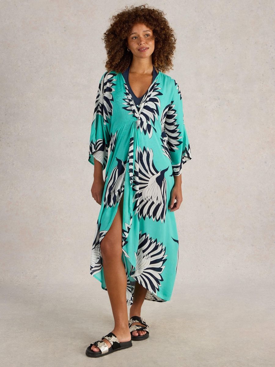 Kimono mit abstraktem Print und weiten Ärmeln