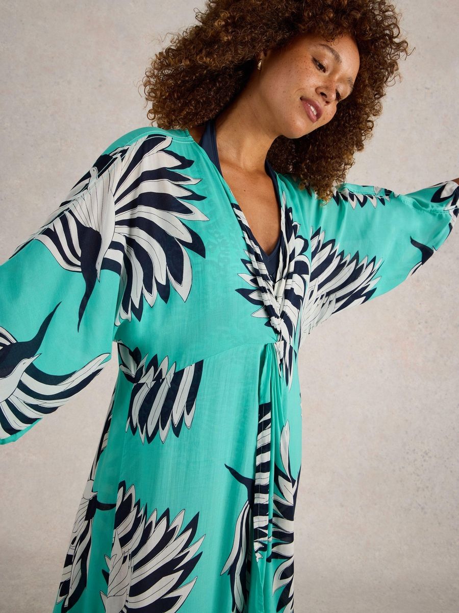 Kimono mit abstraktem Print und weiten Ärmeln