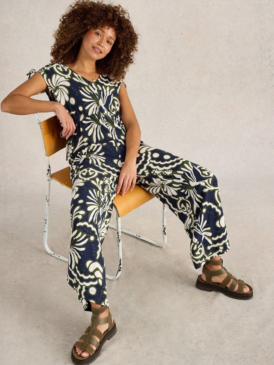 Jersey-Jumpsuit mit floralem Print aus Baumwolle