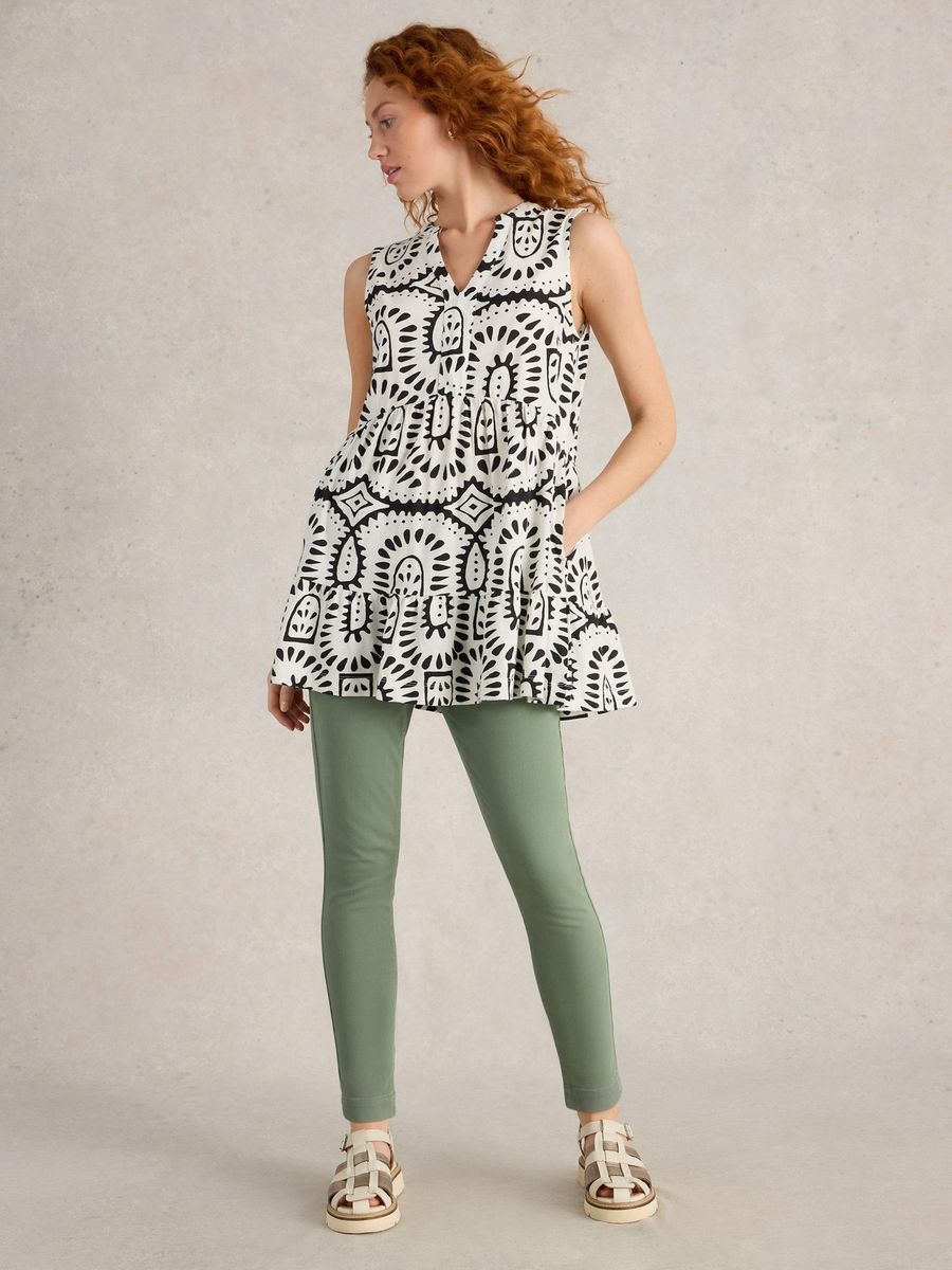 Cropped Stretch Jeggings mit Knöchelschlitz