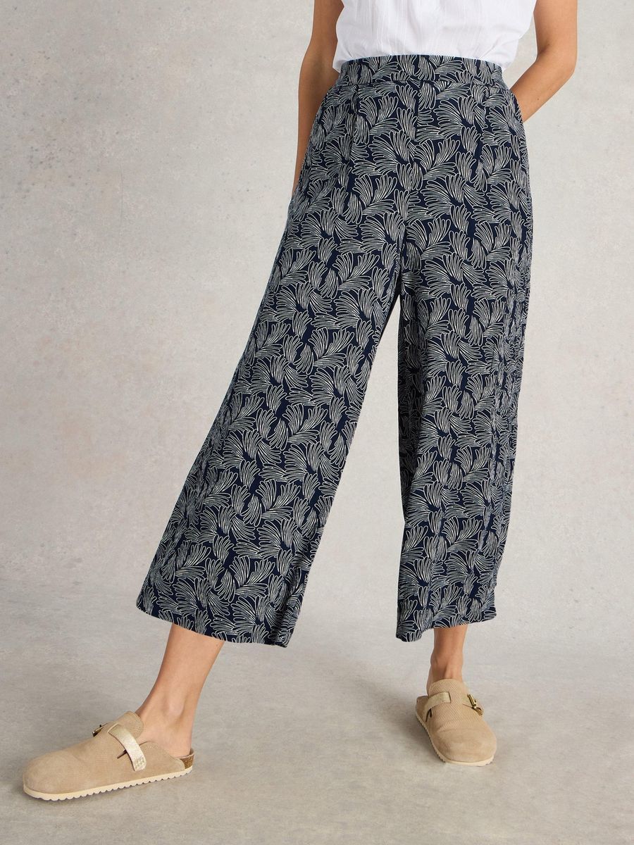 Bedruckte, verkürzte Culotte-Hose