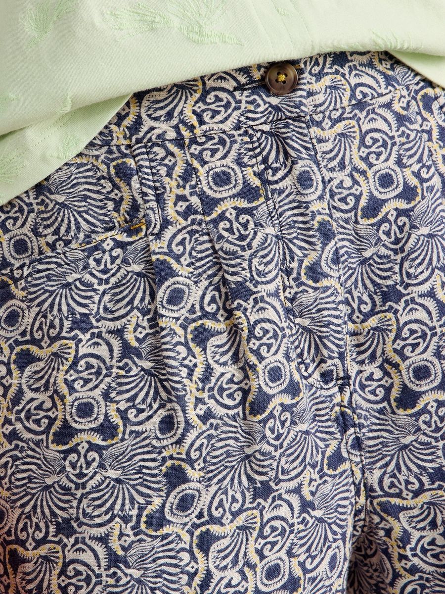 Leinenhose mit Print und Gummibund