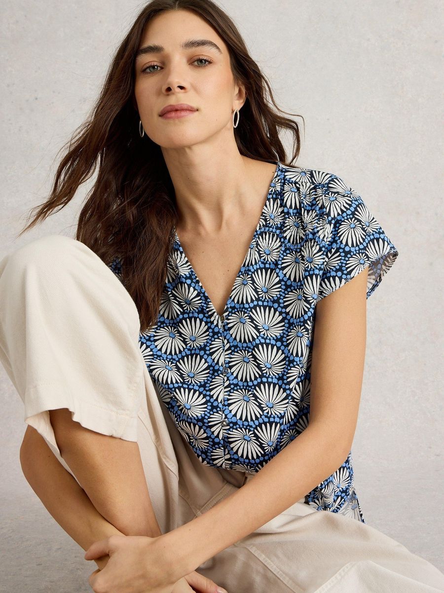 Bluse aus Bio-Baumwolle mit Blumendruck