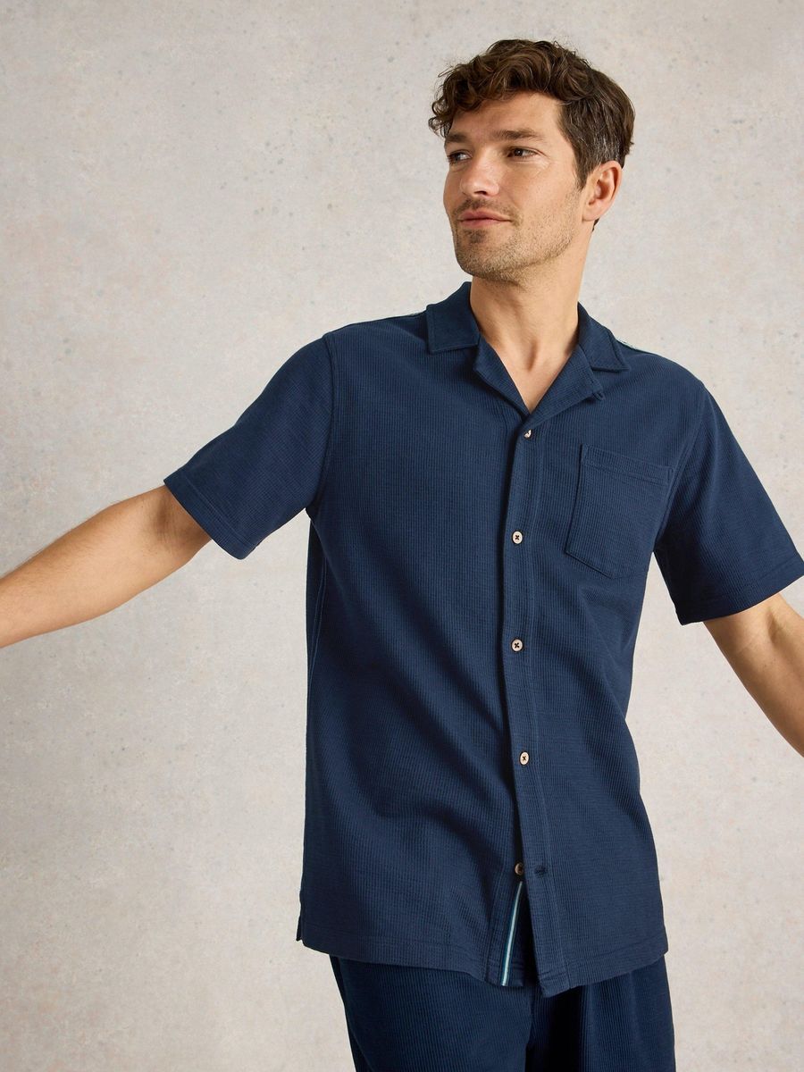 Herren-Jerseyhemd mit Rippstruktur und Tasche