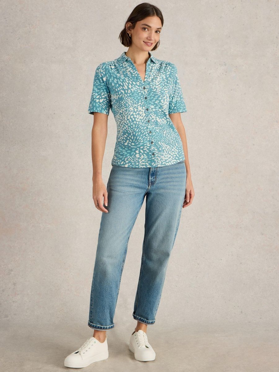 Jersey Bluse mit kurzem Ärmel und Print