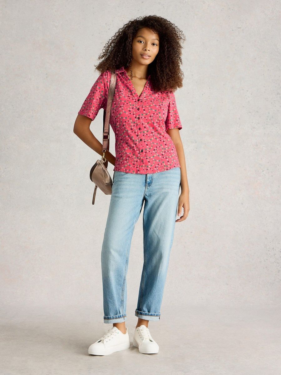 Baumwolljersey Bluse mit Blumendruck