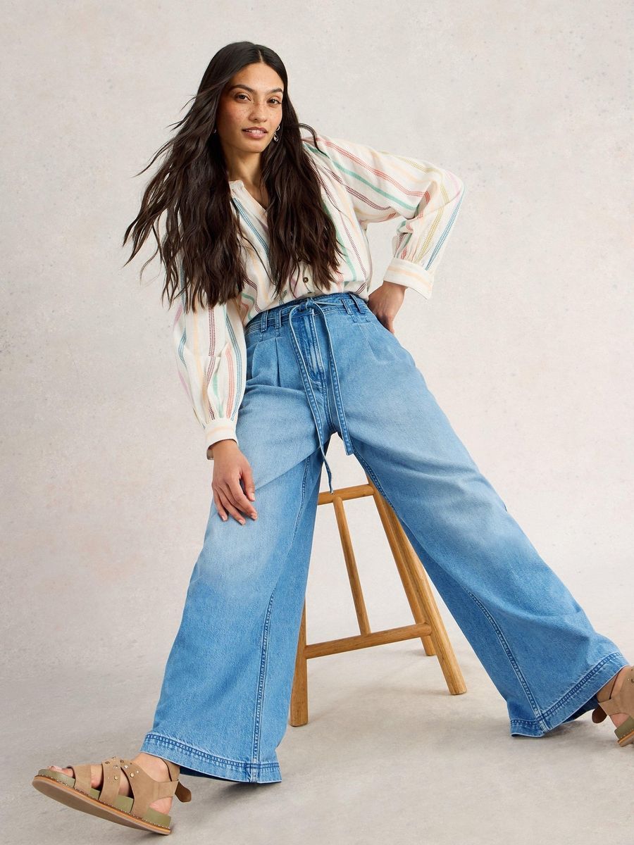 Weite Palazzo Jeans aus Denim