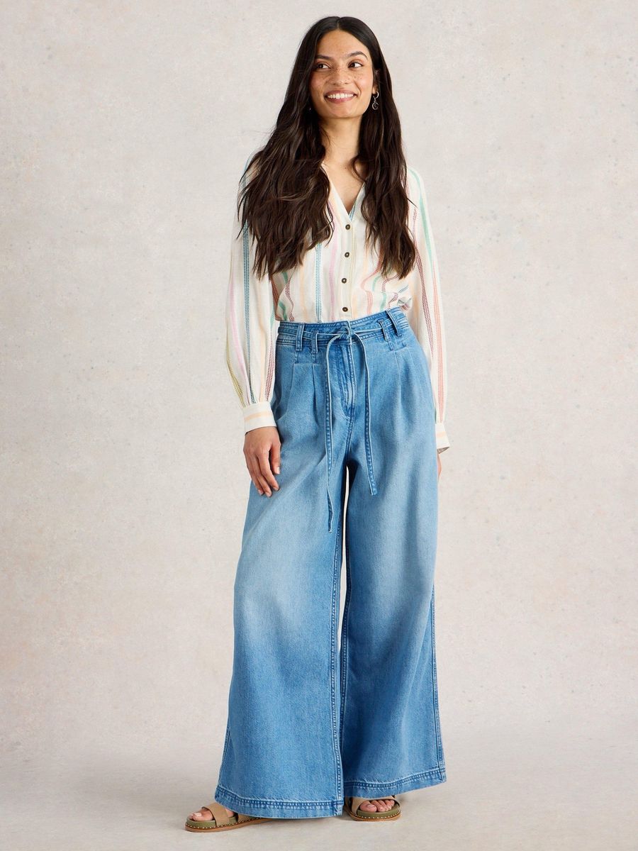 Weite Palazzo Jeans aus Denim