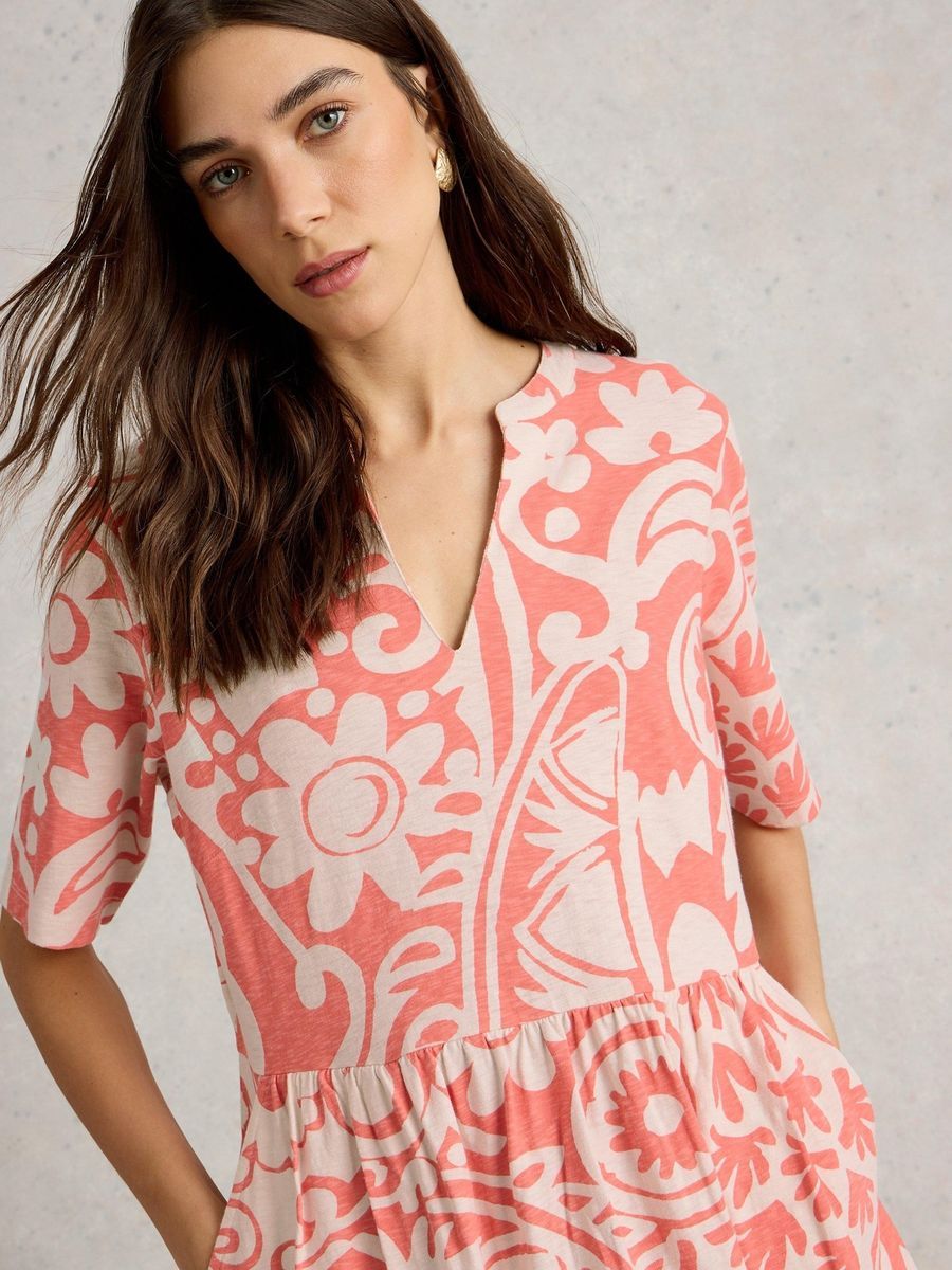 T-Shirt-Kleid aus Jersey-Baumwolle mit Print