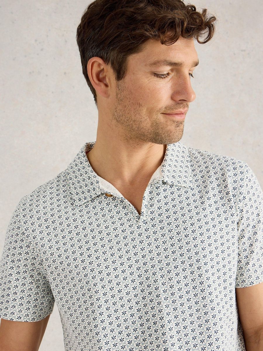 Kurzarm Poloshirt mit Geo-Print