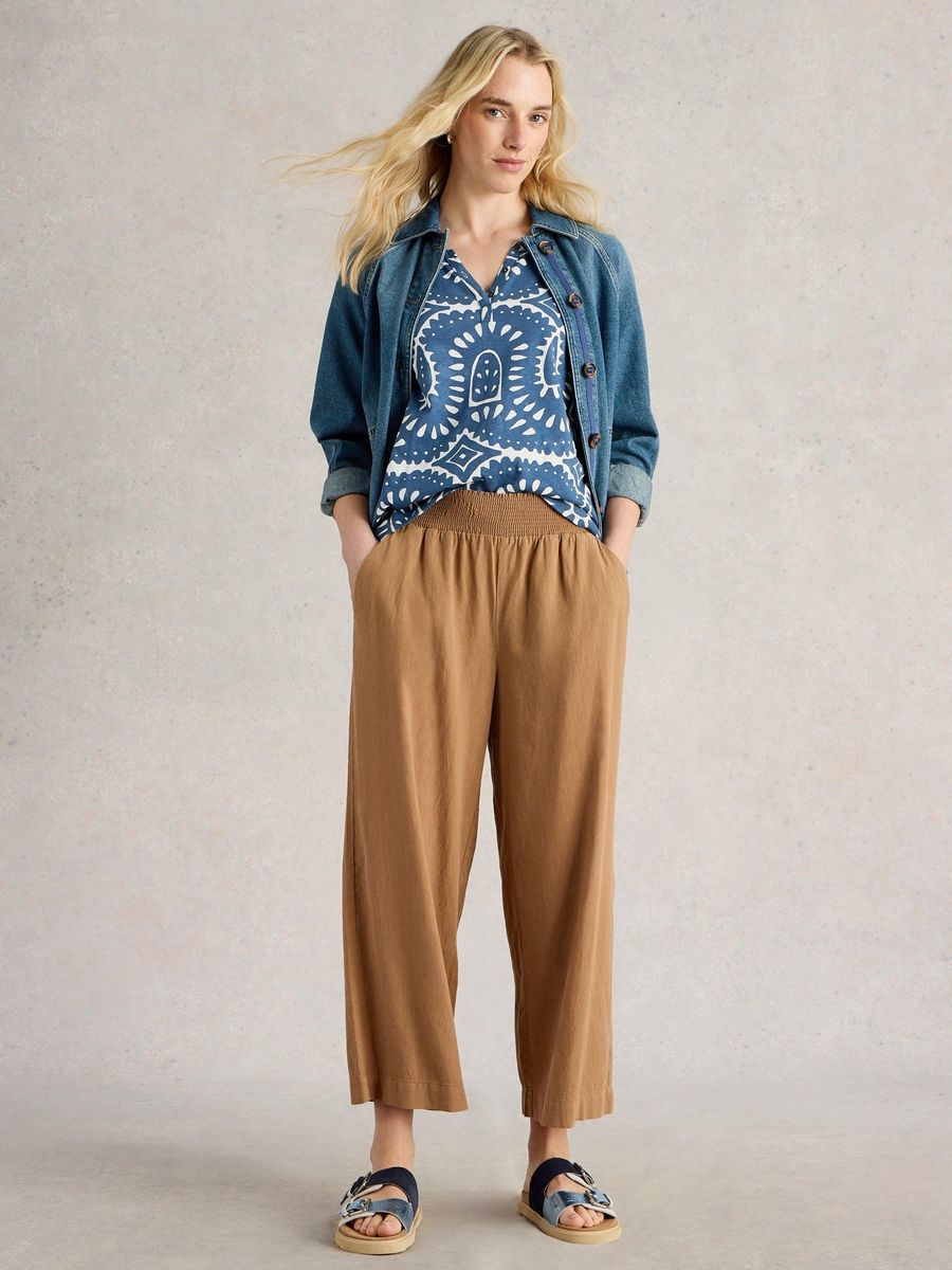 Culottes aus Leinenmischung mit Gummibund