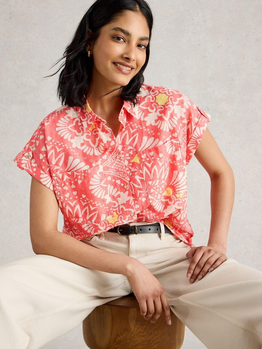 Kurzärmelige Bluse aus Bio-Baumwolle mit Print