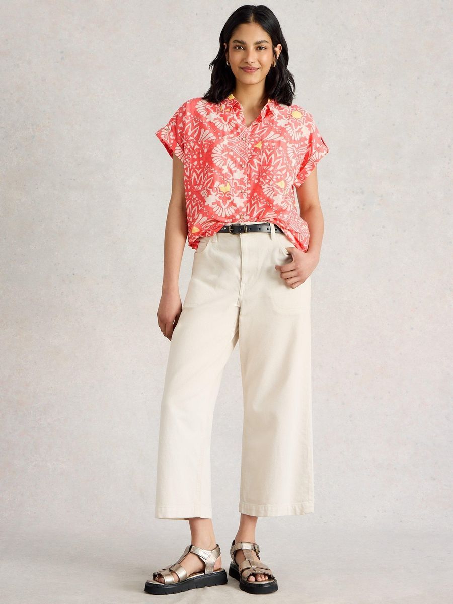 Kurzärmelige Bluse aus Bio-Baumwolle mit Print