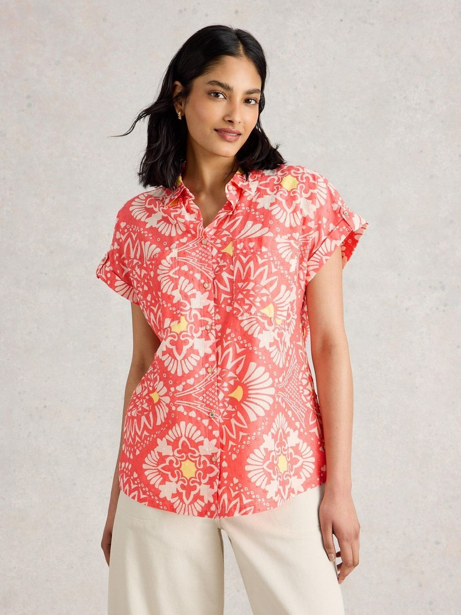 Kurzärmelige Bluse aus Bio-Baumwolle mit Print