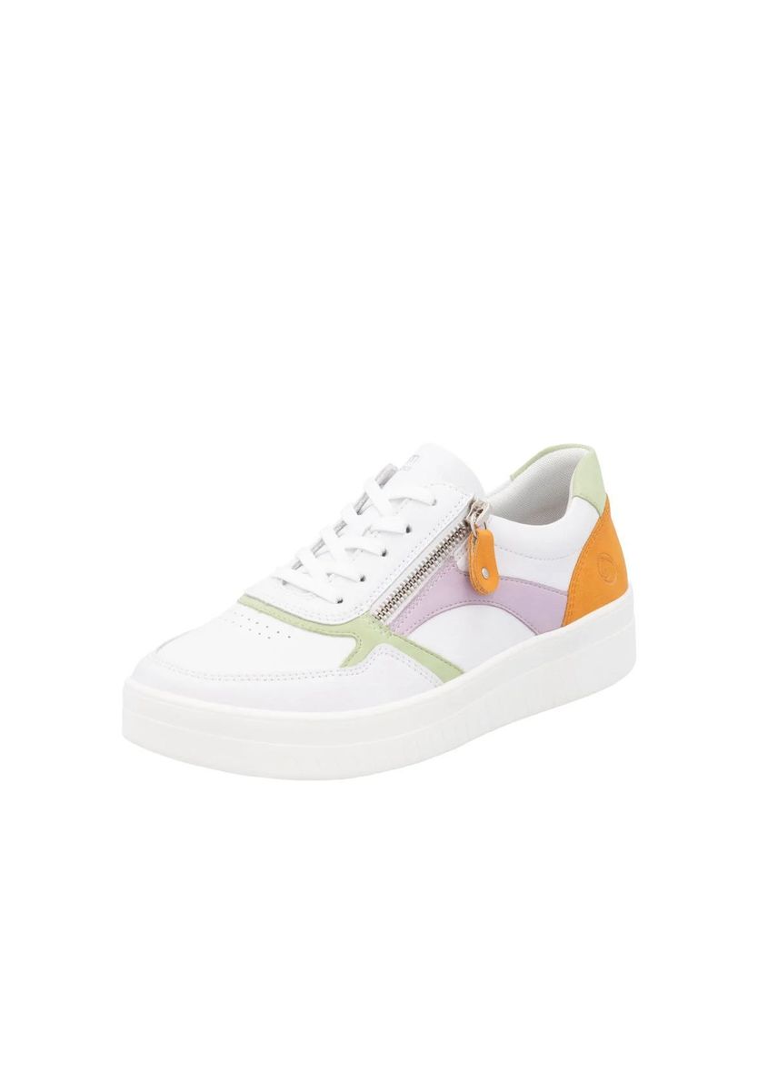 Leder-Schnürsneaker mit Reißverschlussdetail