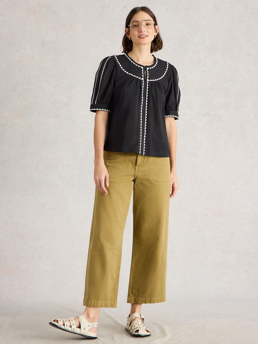 Bestickte Bluse aus Bio-Baumwolle