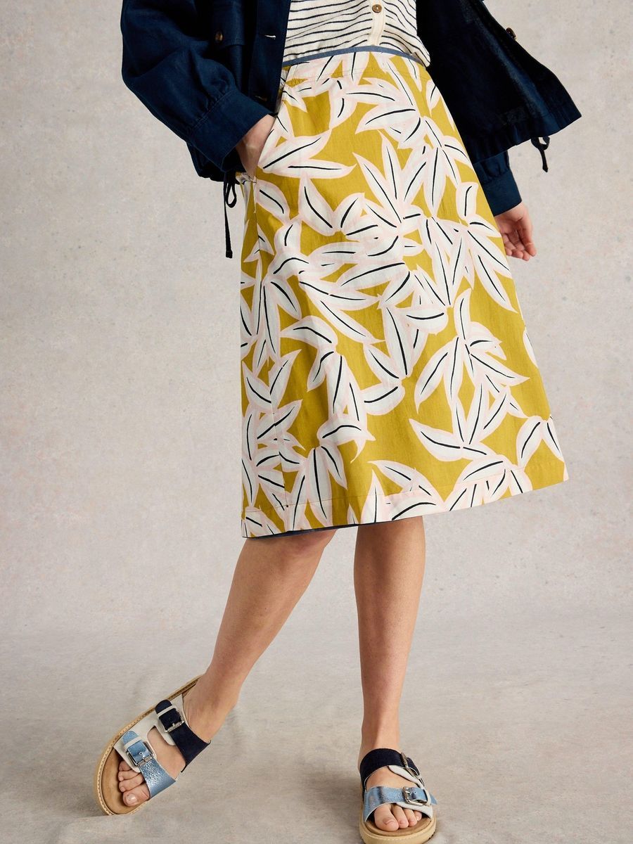 A-Linien-Midi-Rock mit Blumenmuster