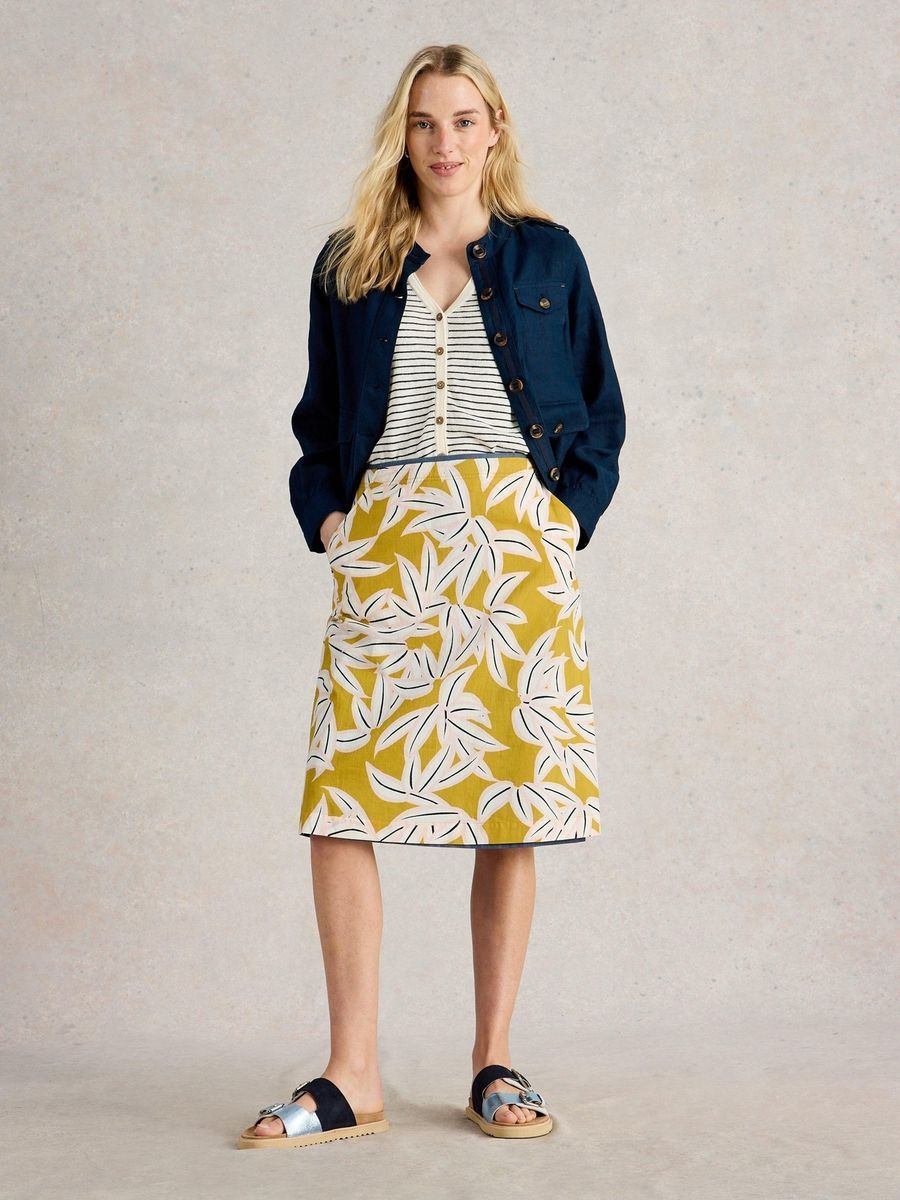 A-Linien-Midi-Rock mit Blumenmuster