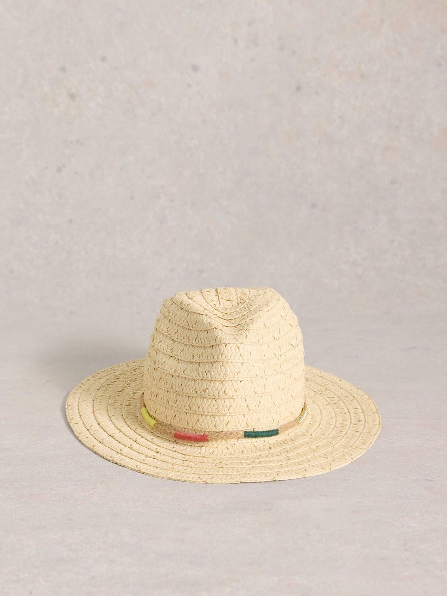 Stroh-Fedora Hut mit Zierdetail