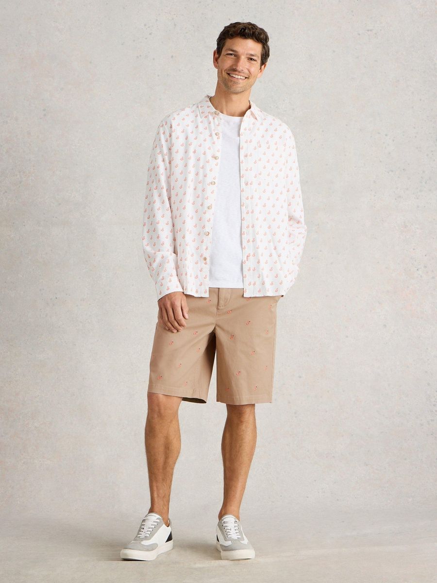 Chinoshorts mit Flamingo-Print
