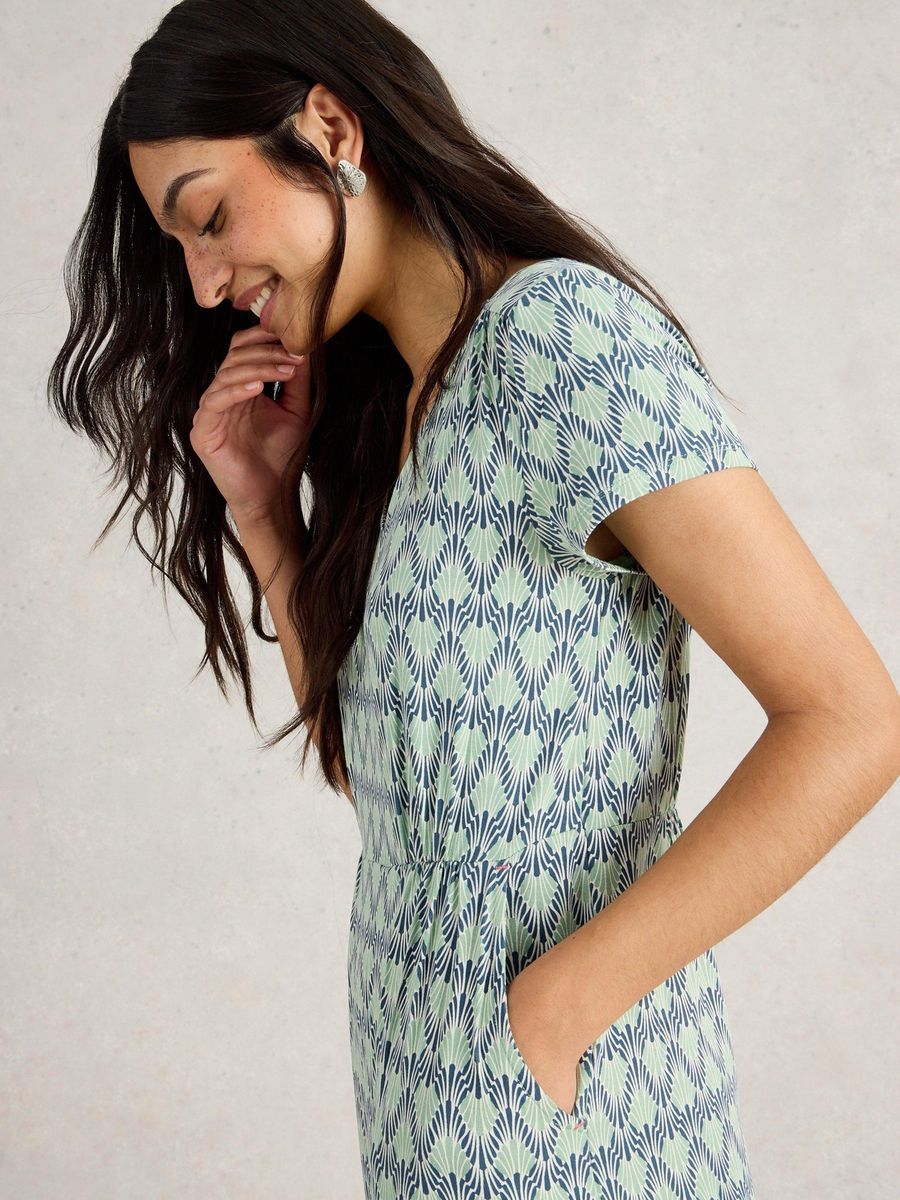 Jerseykleid mit Print und Taschen