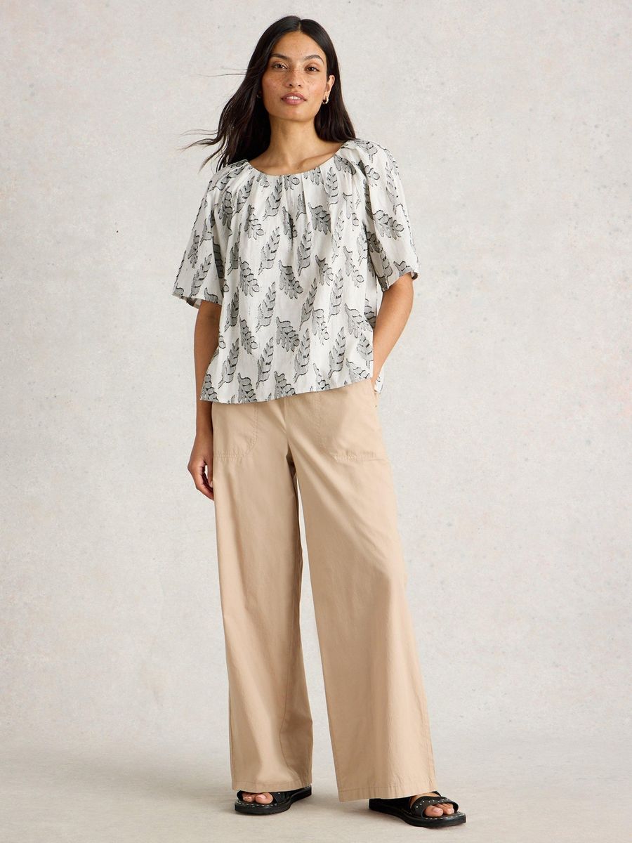 Bedruckte Jacquard Baumwollbluse