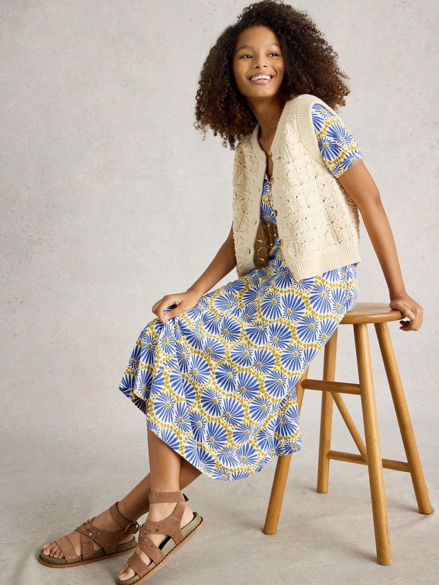 Jersey-Midikleid mit Blumendruck