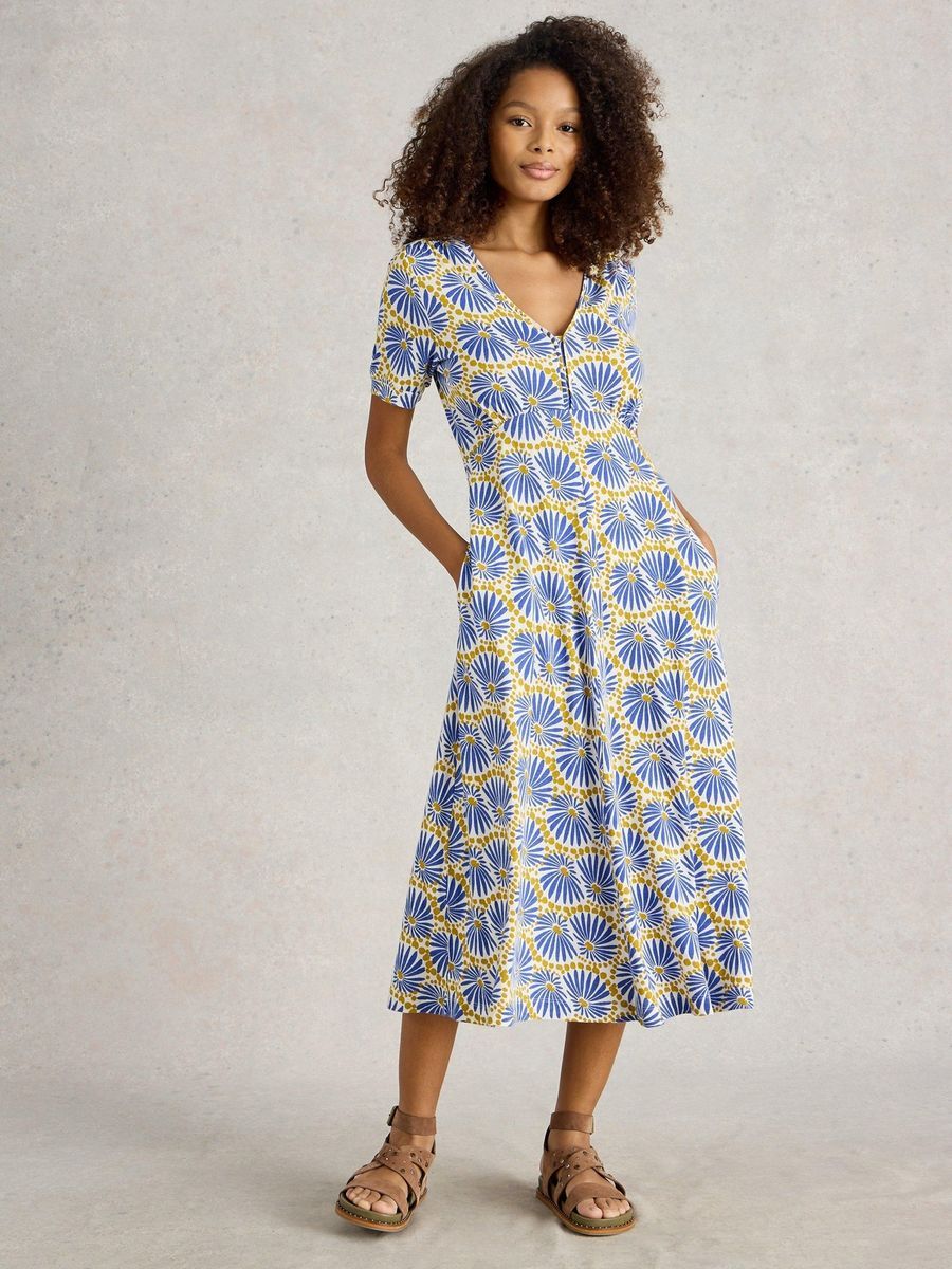 Jersey-Midikleid mit Blumendruck