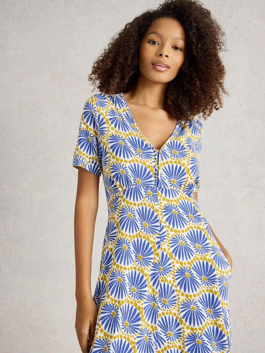 Jersey-Midikleid mit Blumendruck