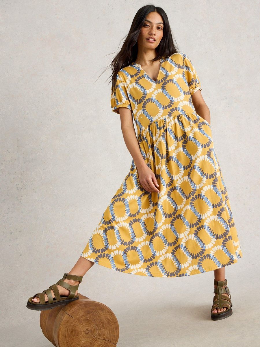 Jerseykleid aus Bio-Baumwolle mit Blumenmuster
