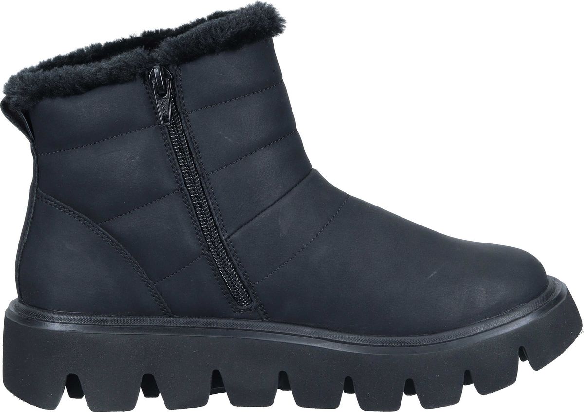 Schwarze Stiefeletten mit Kunstfellbesatz