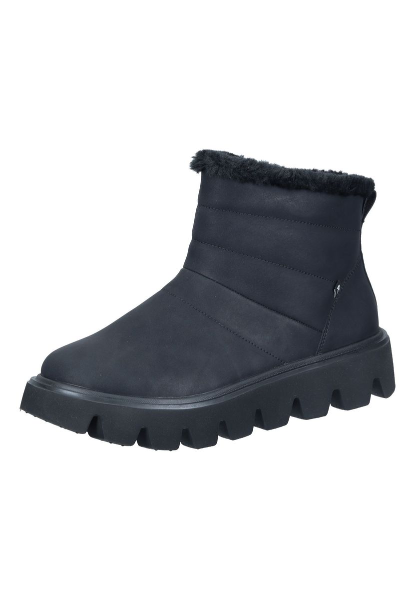 Schwarze Stiefeletten mit Kunstfellbesatz