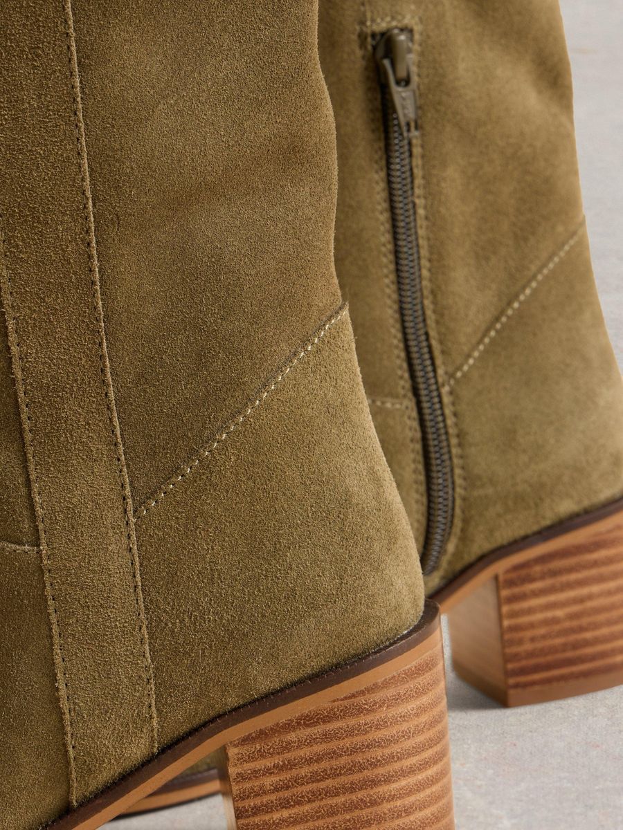 Olivgrüne Wildleder Kniehohe Stiefel