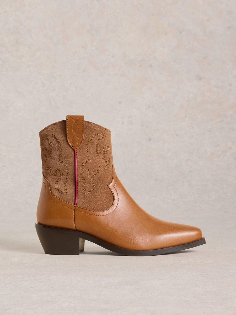 Western-Stiefeletten mit pinkfarbenem Detail