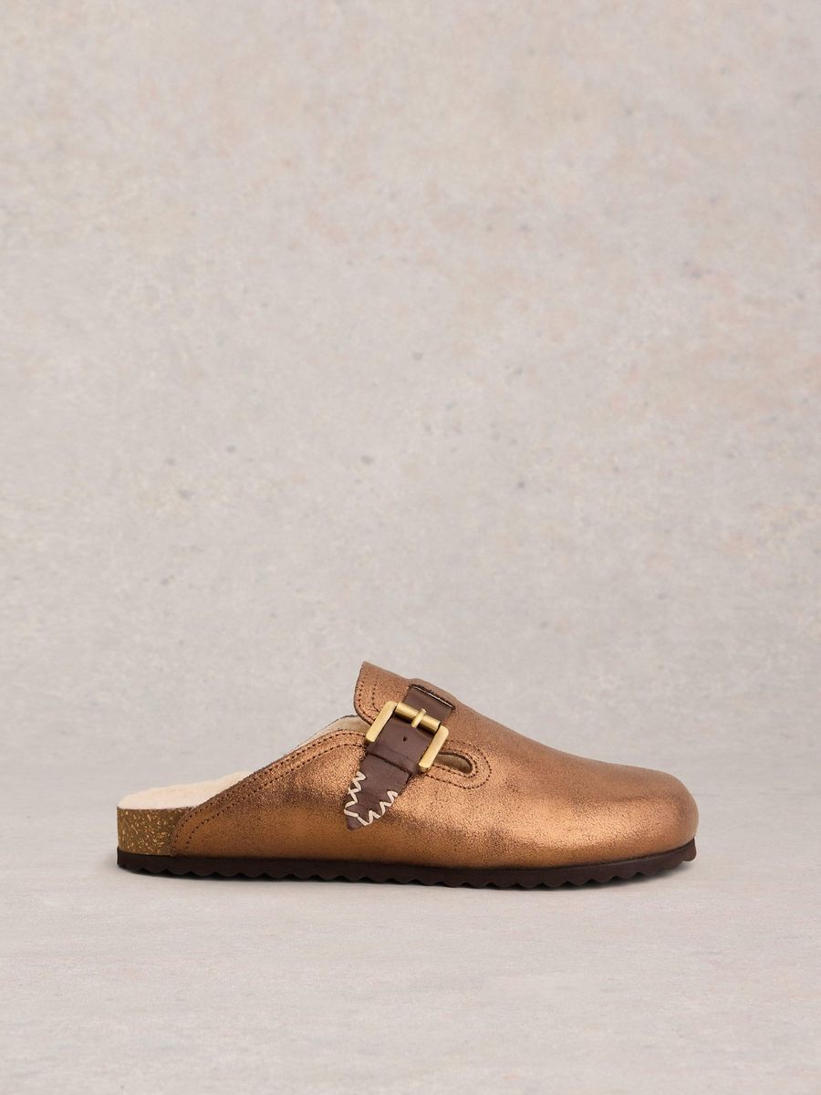 Bequemer Leder Clog mit Schnalle
