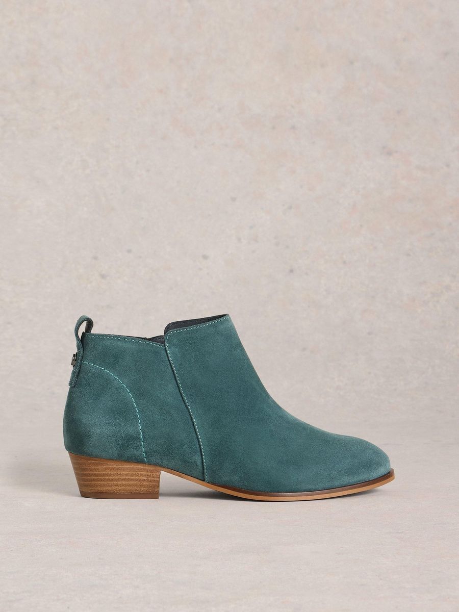 Wildleder-Stiefeletten mit Blockabsatz