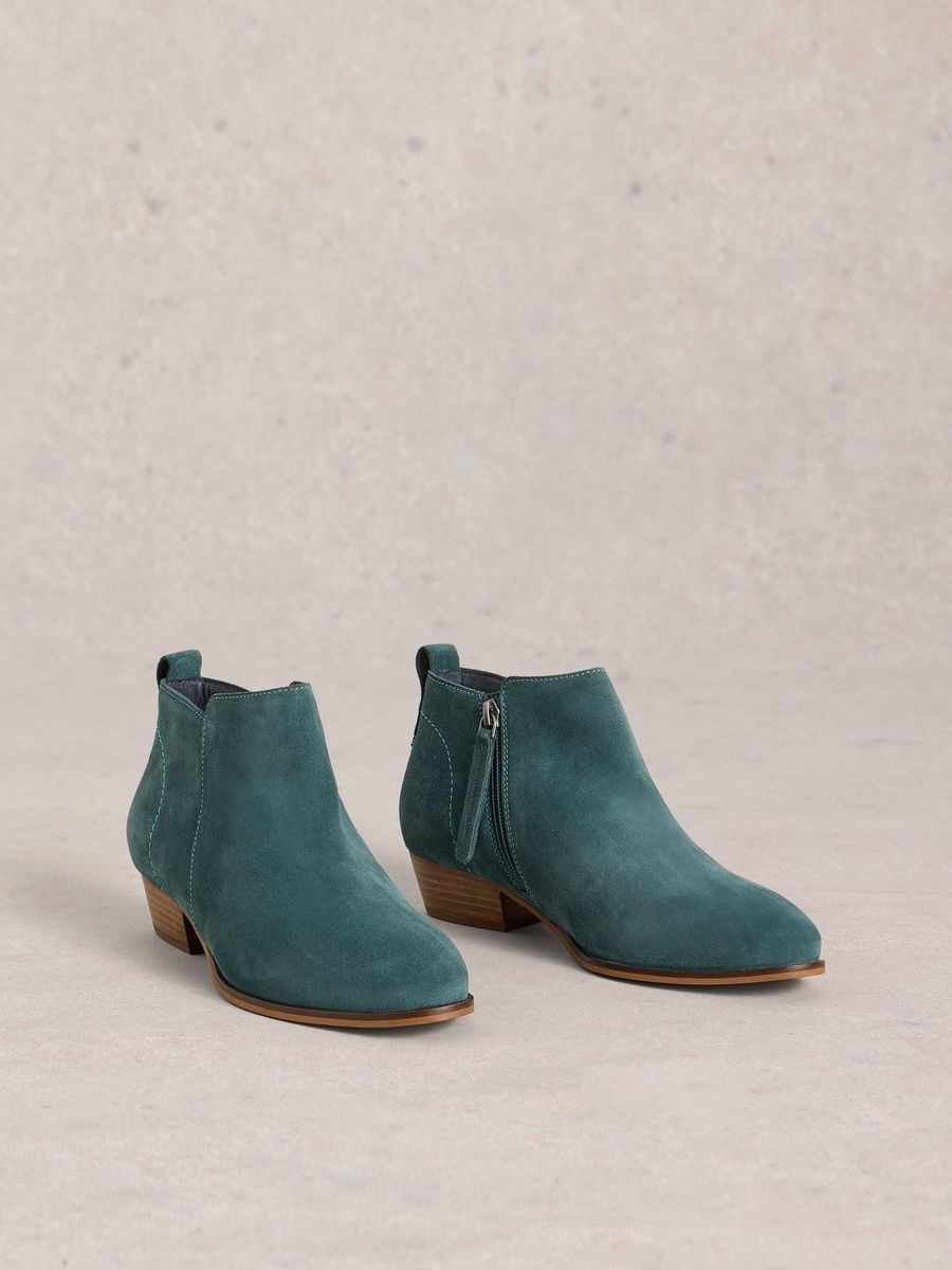 Wildleder-Stiefeletten mit Blockabsatz