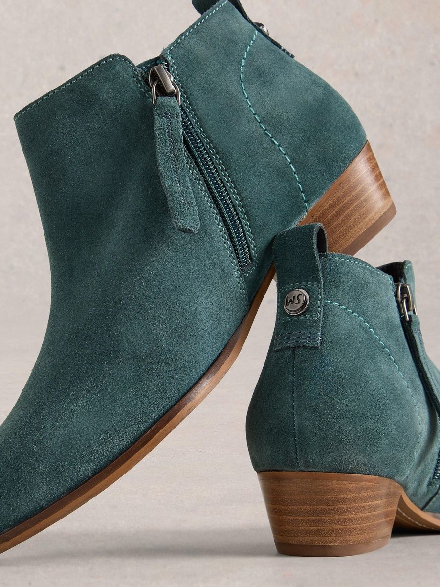 Wildleder-Stiefeletten mit Blockabsatz