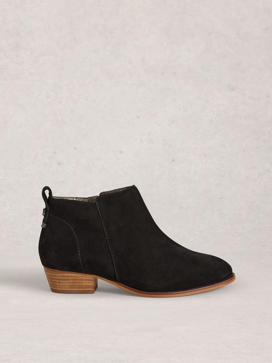 Wildlederstiefeletten mit Blockabsatz