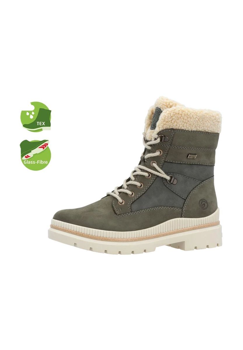 Grüne Schnür-Winterstiefeletten