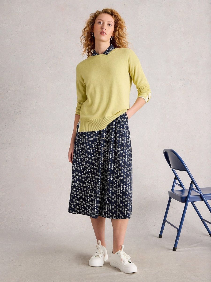 Jersey-Hemdblusenkleid mit Print und Knöpfen
