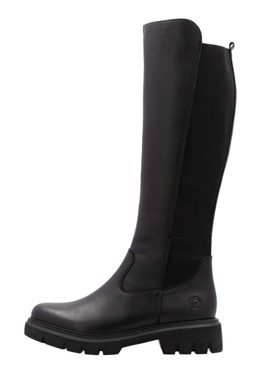 Klassischer schwarzer Leder Kniehoher Stiefel