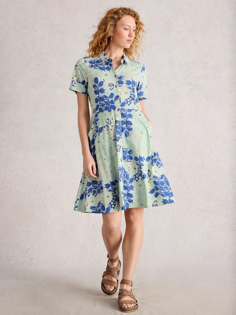 Jersey-Blusenkleid mit Blumendruck
